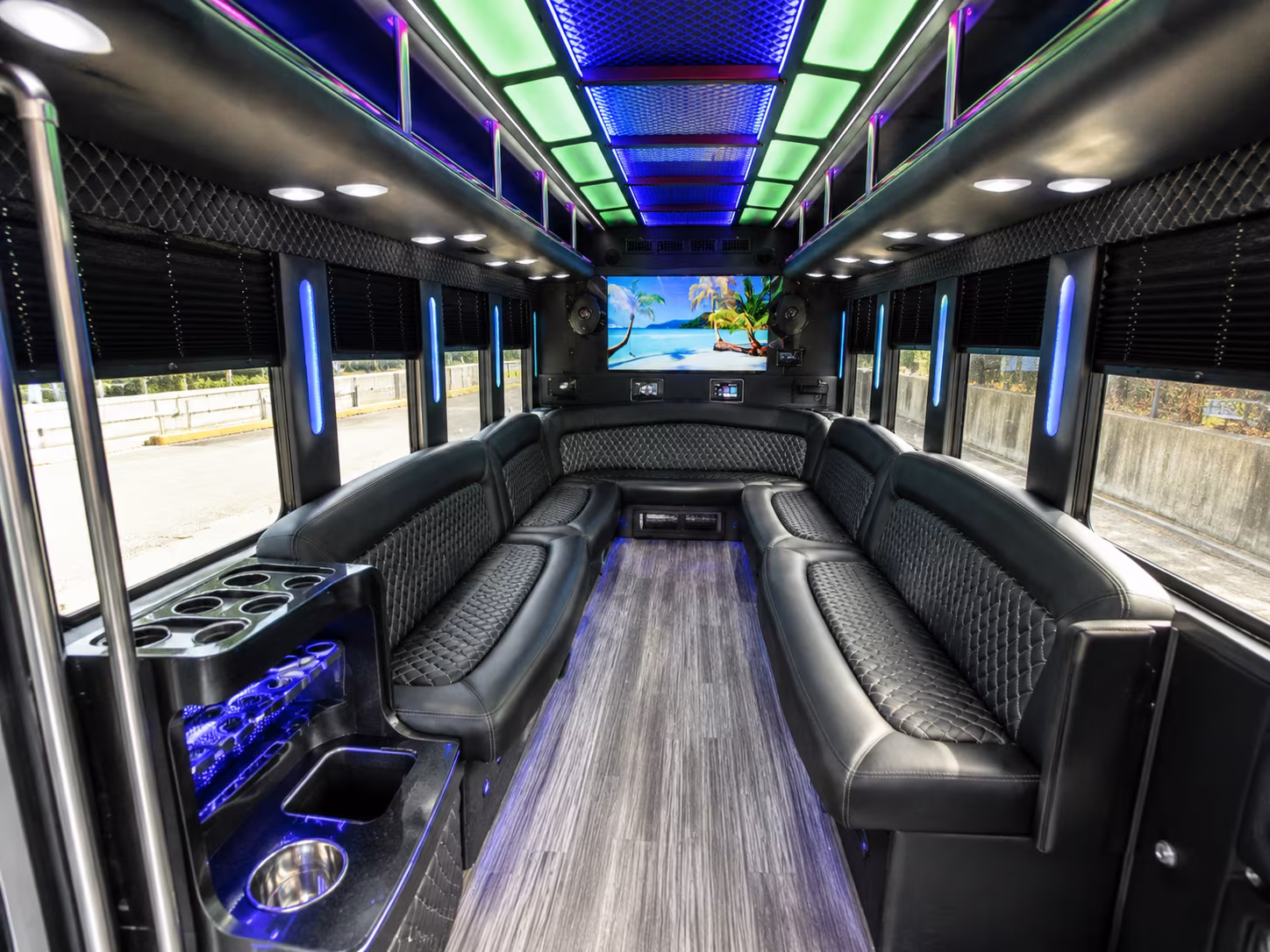 westland 18 passenger party bus inside